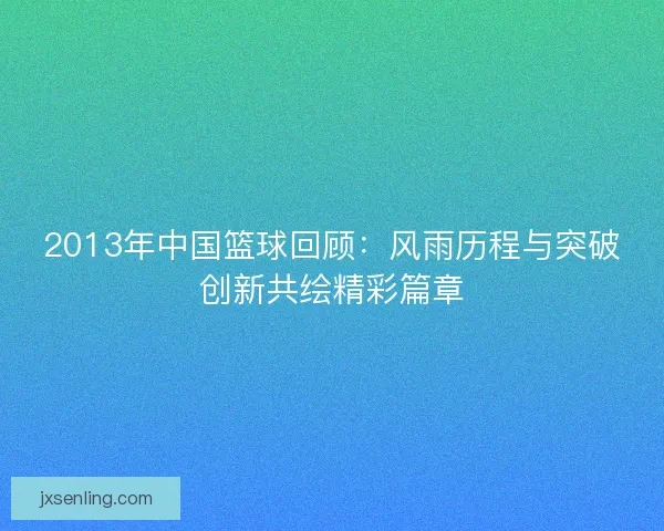 2013年中国篮球回顾：风雨历程与突破创新共绘精彩篇章