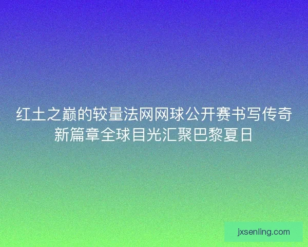 红土之巅的较量法网网球公开赛书写传奇新篇章全球目光汇聚巴黎夏日