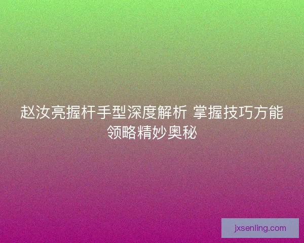 赵汝亮握杆手型深度解析 掌握技巧方能领略精妙奥秘